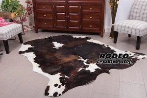 Dunkel gestromter RODEO Kuhfell Teppich Größe ca. XL 6x7 ft - Bild 1 von 4