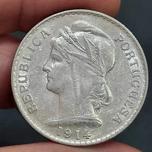 PORTUGAL 1914 SILVER COIN 50 CENTAVOS - Picture 1 of 2