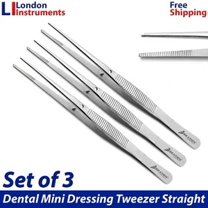 Dressing Cotton Serrated Tip Forceps Tweezers Dental Surgical Lab Tools Set of 3 - Picture 1 of 6