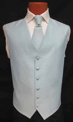 Men's Light Blue Armanno Tuxedo Vest & Choice of Tie Wedding Prom Cruise Mason - Image 1 of 4