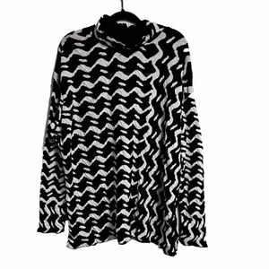Nic + Zoe Women's Knit Printed Blouse XXL NWT Popover Textured Long Sleeve Black - Picture 1 of 8