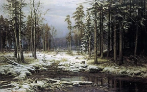 Ivan Shishkin First Snow 1875 Russian Forest in Winter Fine Art Print 17" x 22" - Picture 1 of 1