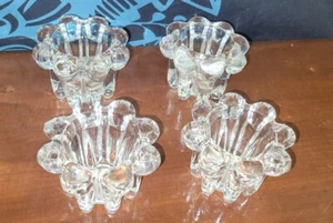 VINTAGE (4) Flower Petal KIG INDONESIA Crystal Clear Glass Pillar Bubble Beads - Picture 1 of 15
