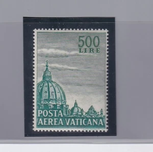 1958 Vaticano: Posta Aerea “Cupolone” L.500 verde dent. 14 a pettine (429/s473) - Picture 1 of 4
