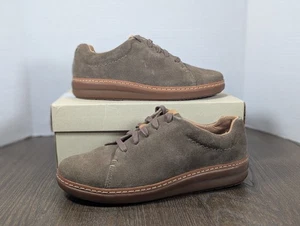 Clarks Amberlee Crest Loafers Shoes Womens 6.5 Olive Green Suede Lace Up Casual - Picture 1 of 12