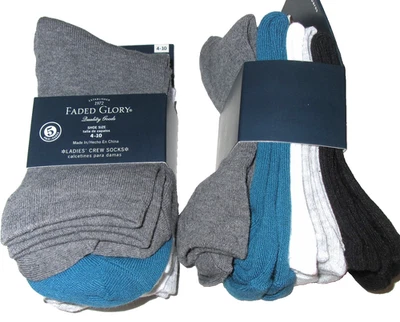 5 pares de calcetines ligeros de mezcla de polietileno/algodón suaves descoloridos Glory para mujer  Foto 1 de 3