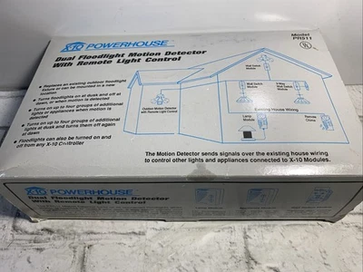 X-10 POWERHOUSE Dual Floodlight Motion Detector With Remote Light Control PR511  - Image 1 of 4