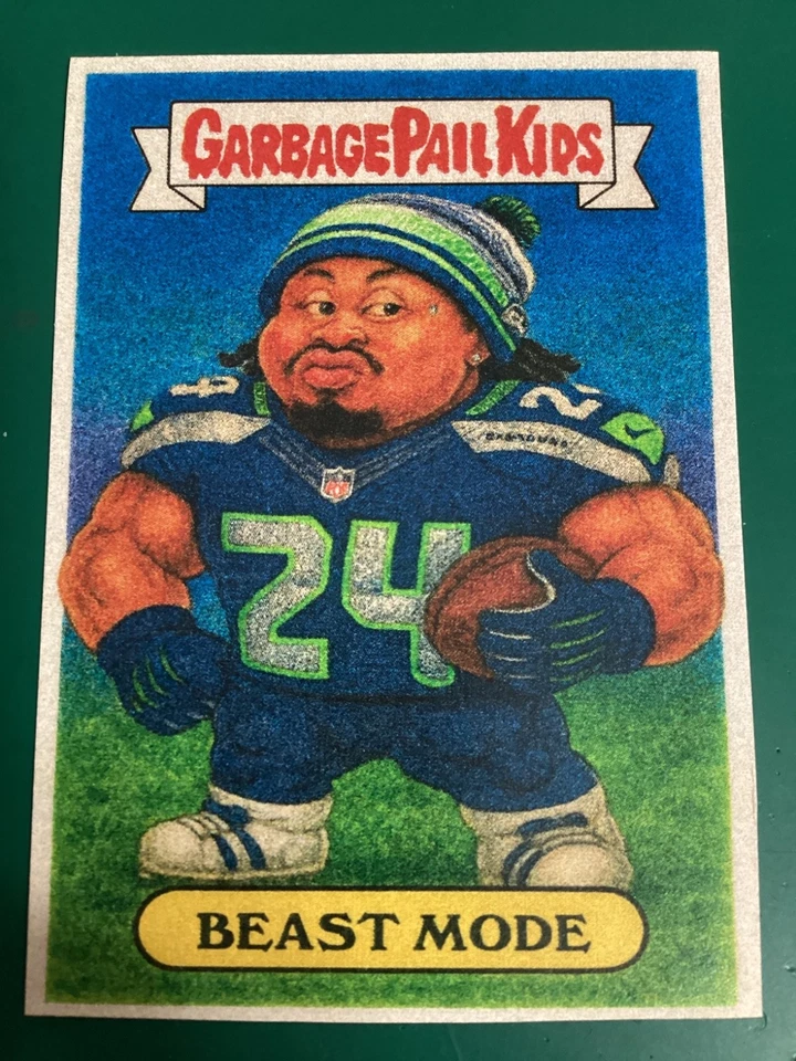 MARSHAWN LYNCH ~ Beast Mode  ~ Seattle Seahawks  ~ GARBAGE PAIL KIDS - Image 1 of 4
