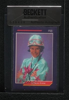Tarjetas de jinete estrella caballo BAS 1992 Julie Krone Julieann #130 sello de autenticidad Foto 1 de 2