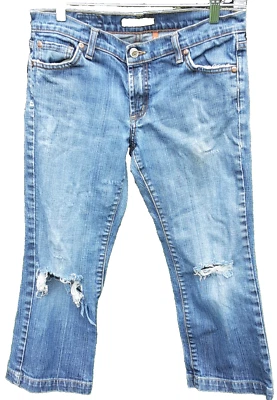 Pantalones de mezclilla cortos para mujer David Kahn Heidi talla 29 desgastados destruidos azul claro EE. UU. Foto 1 de 4