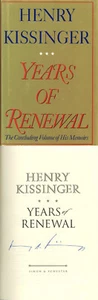 HENRY KISSINGER SIGNED YEARS OF RENEWAL 1st/1st SECRETARY OF STATE BECKETT BAS - Picture 1 of 3