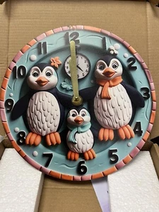 Penguin Clock Quartz Battery New 2D - Picture 1 of 2