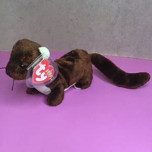 Vintage TY RUNNER THE FERRET BEANIE BABY with Hang Tag Protector - Picture 1 of 4
