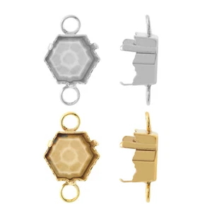 Brass Base/Connector for Embedding 4699 Prismatic Hexagon 9.4x10.8mm Crystals - Bild 1 von 4