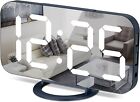 Digital Alarm Clock,7 in LED Mirrored Clocks Large Display,With 2 USB Charger Po