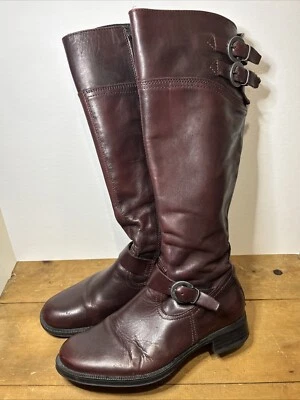 ALDO Mujer Talla 36 EUR Cuero Borgoña Cremallera Hebilla Hasta la Rodilla Moda Botas Foto 1 de 4