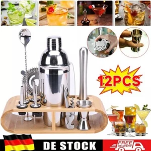 12-teiliges Profi Bar Cocktail Shaker Set Edelstahl Mixer Zubehör Barkeeper Kit - Bild 1 von 16