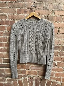 Club Monaco Maglione Donna Aran Artigianale, Taglia XS, Marrone Lana Merino/Mohair - Foto 1 di 7