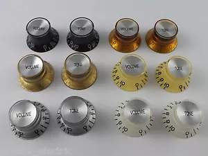 BELL REFLECTOR KNOBS Top Hat Mirror in 6 Colours for Gibson style guitars - Picture 1 of 15