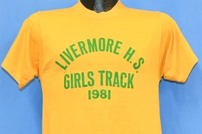 Винтажная футболка 80-х ЛИВЕРМОР СТАРШАЯ ШКОЛА ДЕВОЧКИ ТРЕК КОМАНДА '81 КАЛИФОРНИЯ LHS S - Изображение 1 из 3