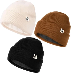 3pc Baby Beanie Fleece Lined Toddler Winter Hat Boys Girls Knit Warm Beanies Kid - Picture 1 of 11
