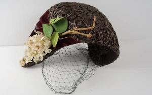 Quilled Straw Hat Bandeau Style - Brown - Picture 1 of 6