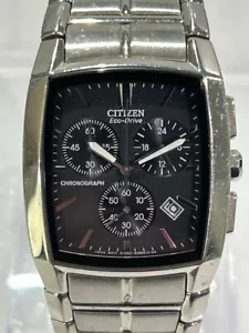 Citizen Eco Drive Chronograph H501-S066590 HST Black Dial Tank on St (NJL028914) - Bild 1 von 10
