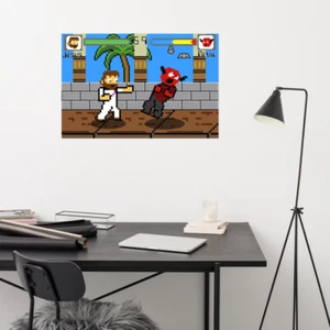 Póster knock out de Jesús vs Diablo One Punch de 8 bits - Imagen 1 de 1