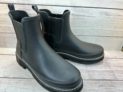 Botas femininas Hunter Chelsea tamanho 8 preto ponto refinado tornozelo **USADAS UMA VEZ** - Imagem 1 de 4