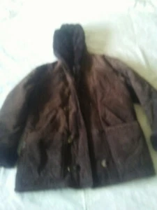Vintage Preswick & Moore Womens 100% Suede Leather Hooded Coat Faux Fur HEAVY - Picture 1 of 6