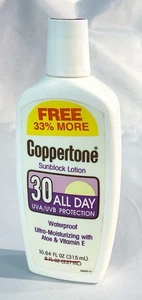 Vtg 1997 90s COPPERTONE Sunblock Lotion 10.64 Oz Sz 30 UVA/UVB Made In USA Prop - Picture 1 of 9