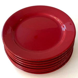 Set of 7 Pier1 Earthenware "RED" 8 1/4" Salad Plates Made in Spain Excellent! - Picture 1 of 5