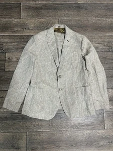 luis trenker blazer jacket men flax lino gray size 52 - Picture 1 of 11