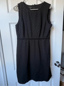 Talbots Dress Size 12 Women's Black Polka Dot Professional Office Dark Academia - Picture 1 of 3