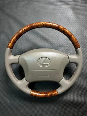 LEXUS LX470 98-2007 OEM Steering Wheel With Wooden Grain & Leather Stitched - Image 1 of 4