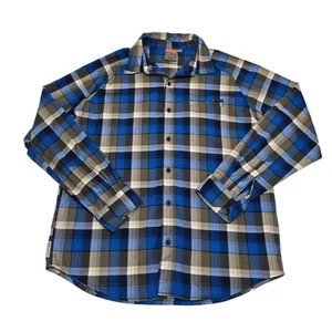 Merrell Mens Plaid Long Sleeve Button Up Shirt Opti Wick UPF 30+ Blue Gray - Picture 1 of 12