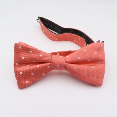Croft & Barrow Bow Tie Silk Polyester Pre Tie Pink White Polka Dot 2.5" Wide - Image 1 of 4