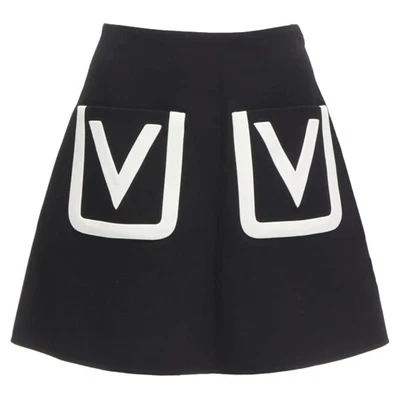 Falda Valentino Garavani Lana Virgen Logo Parche Bolsillo Línea A Mujer B Talla 34 Foto 1 de 4