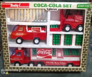 Juego de camión Coca-Cola Buddy L 1976 de acero prensado con carretilla elevadora - Imagen 1 de 16