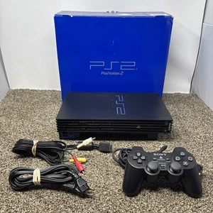READ Sony PlayStation 2 PS2 Black Game Console Complete SCPH-30001 In Box - Picture 1 of 16