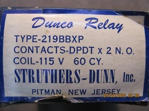 STRUTHERS DUNN DUNCO RELAY 219BBXP-115 V 60 CY LOT 7 - Picture 1 of 1