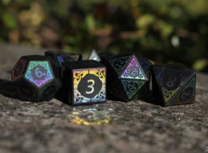 Obsidiana ionizada criada Dragon's - Juego de 7 piezas de piedras preciosas DND RPG 5e dados - Imagen 1 de 8