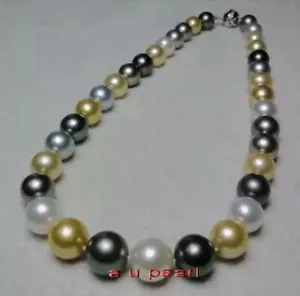 Collana di perle multicolore AAAA 22"10-11 mm rotonda naturale REALE mare del sud oro 14K - Foto 1 di 6