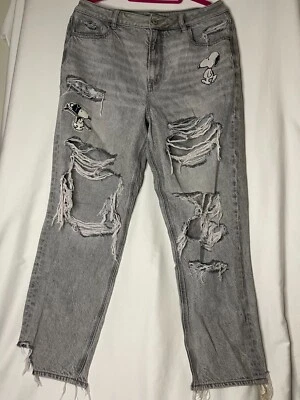 Pantalones de mezclilla vintage American Eagle Peanut Mom para mujer talla 14 gris envejecido Foto 1 de 4