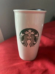 Starbucks 2016 Ceramic Travel Tumbler Mug With Lid 12oz Mermaid Siren Logo - Picture 1 of 8