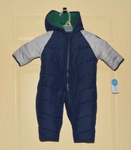 Carter's Snowsuit Puffer Zip Front Hooded Baby 3-6 months Blue Gray NEW w/ Tags! - Picture 1 of 8