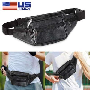 Genuine Leather Fanny Pack Belt Waist Bag Cross body Sling Shoulder Travel Pouch - Picture 1 of 11