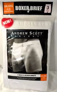 Andrew Scott Size 2XL 3 Pack Mens White Boxer Briefs Cotton New - Picture 1 of 4
