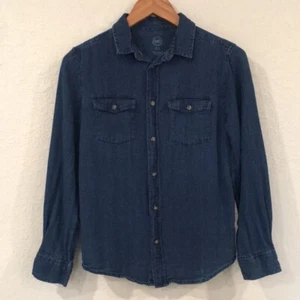Wonder Nation Boys Sz XL 14/16 Shirt Blue Denim Button Up Western 100% Cotton - Picture 1 of 10