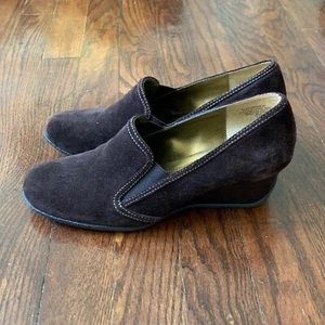 Circa Joan & David Brown Suede Leather Wedge Heels - Picture 1 of 7